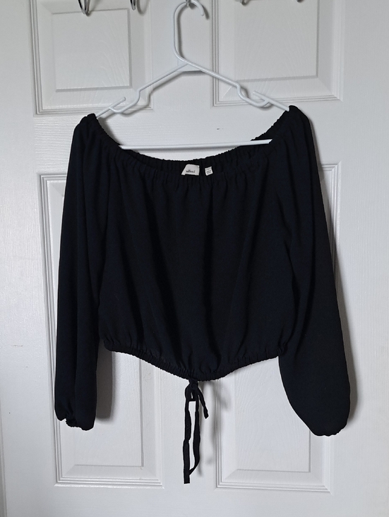 Wilfred Tops - Wilfred Black Off-Shoulder Long Sleeve Blouse with Drawstring